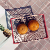 Table Storage Basket Iron Sturdy Stable Healthy Oil Paint Beautiful Portable Storage Basket for Bedroom 18x13 5x9cm In Australia - Darrahopens