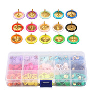 1 Box Thumb Tacks 15 Colors Colored Rubberized Flat Head Painting Decorative Tacks Push Pins With Clear Box for Corkboard