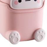 Desktop Trash Can Plastic Mini Lovely Living Room Dining Table Wastebasket with Lid for Home Pink Little Elk
