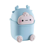 Desktop Trash Can Plastic Mini Lovely Living Room Dining Table Wastebasket with Lid for Home Light Blue Little Elk In Australia - Darrahopens