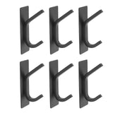 6Pcs Adhesive Hook Stainless Steel Dual Prong Wall Mounted Black for Towel Clothes