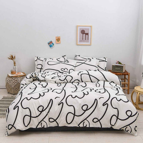 Home Bed Set 3pcs Thickened Brushed Simple Style Breathable Skin Friendly Cotton Bedding Comforter Sets Impressionism 1.2m (4ft) Bed In Australia - Darrahopens