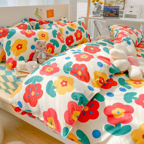 Home Bed Set 4pcs Thickened Brushed Simple Style Breathable Skin Friendly Cotton Bedding Comforter Sets In Australia - Darrahopens