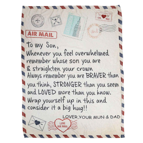 to My Son Blanket Double Sided Soft Skin Friendly Keep Warm Letter Blanket Expressing Love Air Conditioning Blanket C20220119 1 150x200cm In Australia - Darrahopens