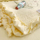 Cotton Quilt Pure Color Home Fashion Elegant Tencel Embroidery Pattern Cotton Summer Cooling Quilt Yellow 1 X Sheet 245x250cm