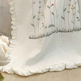 Cotton Quilt Pure Color Home Fashion Elegant Tencel Embroidery Pattern Cotton Summer Cooling Quilt White 2 X Pillowcase 48x74cm