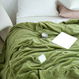 Cooling Blanket Milk Fleece Lattice Jacquard Blanket Summer Cold Single Nap Blanket for Sofa Bed Office Green 100x120cm In Australia - Darrahopens