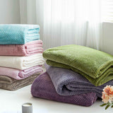 Cooling Blanket Milk Fleece Lattice Jacquard Blanket Summer Cold Single Nap Blanket for Sofa Bed Office Green 100x120cm In Australia - Darrahopens