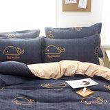 Skin Friendly Quilt Cover Thickened Polyester Soft Brushed Duvet Cover Quilt Bedding for Dormitory Bedroom Whale 150x200cm