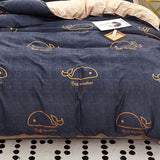 Skin Friendly Quilt Cover Thickened Polyester Soft Brushed Duvet Cover Quilt Bedding for Dormitory Bedroom Whale 150x200cm