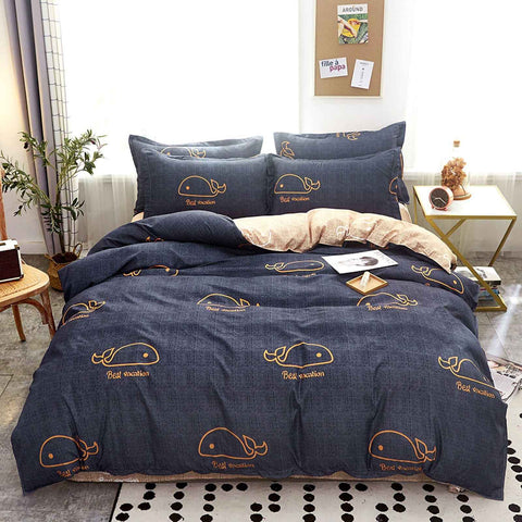 Skin Friendly Quilt Cover Thickened Polyester Soft Brushed Duvet Cover Quilt Bedding for Dormitory Bedroom Whale 180x220cm In Australia - Darrahopens