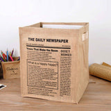 Jute Storage Box Foldable Waterproof Film Easy Cleaning Mild Texture Storage Basket for Home Office TDN Pattern