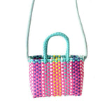 Woven Bag Colorful Plastic Strip Handle Small Cute Fashionable Square Bag for Summer Beach Green And Rose Red In Australia - Darrahopens