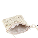 Straw Satchel Weave Bag Hand Knitting Square Shape Tassels Woven Bag for Beach Dating Beige In Australia - Darrahopens