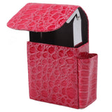 PU Leather Cigarette Box Multifunctional 20 Cigarettes Capacity Portable Card Case for Daily Home Rose Red