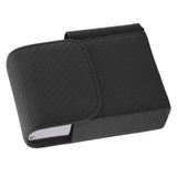 PU Leather Cigarette Box Woven Pattern Cigarette and Lighter Holder Multifunctional 20 Pieces Cigarette Case Black