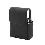 PU Leather Cigarette Box Woven Pattern Cigarette and Lighter Holder Multifunctional 20 Pieces Cigarette Case Black