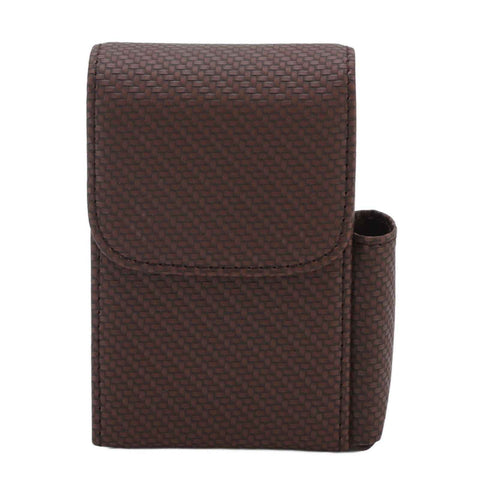 PU Leather Cigarette Box Woven Pattern Cigarette and Lighter Holder Multifunctional 20 Pieces Cigarette Case Brown In Australia - Darrahopens