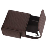 PU Leather Cigarette Box Woven Pattern Cigarette and Lighter Holder Multifunctional 20 Pieces Cigarette Case Brown