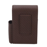 PU Leather Cigarette Box Woven Pattern Cigarette and Lighter Holder Multifunctional 20 Pieces Cigarette Case Brown