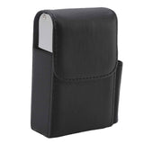 PU Cigarette Case with Lighter Holder 20 Packs Cigarette Box Wallet Design for Men Smoke Tools Black