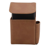 PU Cigarette Case with Lighter Holder 20 Packs Cigarette Box Wallet Design for Men Smoke Tools Brown