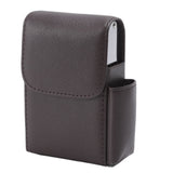 PU Leather Cigarette Box Anti Scratch Protective Storage Card Case with Lighter Holder Brown