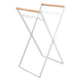 Trash Bag Holder Stand Rubber Wood Handle Iron Stand Flat Appearance Foldable Portable Garbage Bag Stand for Indoor Outdoor Use White In Australia - Darrahopens