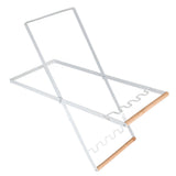 Trash Bag Holder Stand Rubber Wood Handle Iron Stand Flat Appearance Foldable Portable Garbage Bag Stand for Indoor Outdoor Use White