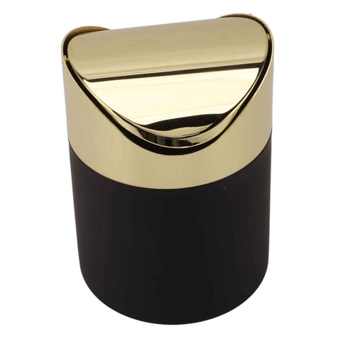 Desktop Trash Can Stainless Steel Household Mini Trash Basket Clamshell Paper Basket with Gold Lid In Australia - Darrahopens