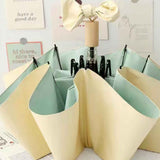 Folding Sun Umbrella UV Blocking Pure Color Black Rubber Sunscreen Umbrella for Rain Or Shine Yellow and Green