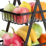 Storage Basket Iron Wood 2 Layers Detachable Fruit Vegetable Shelf Rack for Living Room Kitchen Desktop Black In Australia - Darrahopens