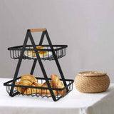 Storage Basket Iron Wood 2 Layers Detachable Fruit Vegetable Shelf Rack for Living Room Kitchen Desktop Black In Australia - Darrahopens