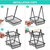 Storage Basket Iron Wood 2 Layers Detachable Fruit Vegetable Shelf Rack for Living Room Kitchen Desktop Black In Australia - Darrahopens