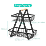Storage Basket Iron Wood 2 Layers Detachable Fruit Vegetable Shelf Rack for Living Room Kitchen Desktop Black In Australia - Darrahopens