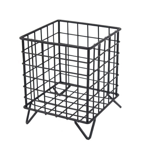 Storage Basket Stainless Steel Mesh Open Design Storage Container for Home Office Dorm Black