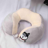 U Shaped Neck Pillow Portable Cute Head Pillow for Office Nap Travel Car Sleeping Double Embroidery Dog In Australia - Darrahopens