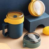 500ML Soup Cup Portable Steady Plastic Insulated Soup Containers with Lid and Spoon for Office School 500ML Blue