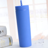 Straw Cup Colorful Plastic Simple Style Comfortable Hand Feeling Large Capacity Drinking Straw Bottle Blue 16oz In Australia - Darrahopens