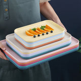Kitchen Serving Tray Wheat Straw Rectangular Nordic Style Cupcake Fruit Snack Tea Tray for Home Office Restaurant Purple L (Approx. 38x27cm / 15.0x10.6in)