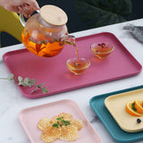 Kitchen Serving Tray Wheat Straw Rectangular Nordic Style Cupcake Fruit Snack Tea Tray for Home Office Restaurant Beige L (Approx. 38x27cm / 15.0x10.6in) In Australia - Darrahopens