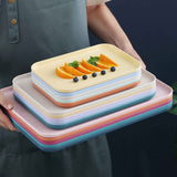 Kitchen Serving Tray Wheat Straw Rectangular Nordic Style Cupcake Fruit Snack Tea Tray for Home Office Restaurant Light Blue L (Approx. 38x27cm / 15.0x10.6in) In Australia - Darrahopens