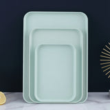 Kitchen Serving Tray Wheat Straw Rectangular Nordic Style Cupcake Fruit Snack Tea Tray for Home Office Restaurant Light Green L (Approx. 38x27cm / 15.0x10.6in)