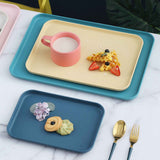 Kitchen Serving Tray Wheat Straw Rectangular Nordic Style Cupcake Fruit Snack Tea Tray for Home Office Restaurant Light Green S (Approx. 25x17cm / 9.8x6.7in) In Australia - Darrahopens