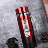 Vacuum Cup Stainless Steel Portable Large Mouth Insulated Bottle with Hand String for Business Travel Office Daily Red 1000ml