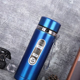 Vacuum Cup Stainless Steel Portable Large Mouth Insulated Bottle with Hand String for Business Travel Office Daily Blue 1000ml