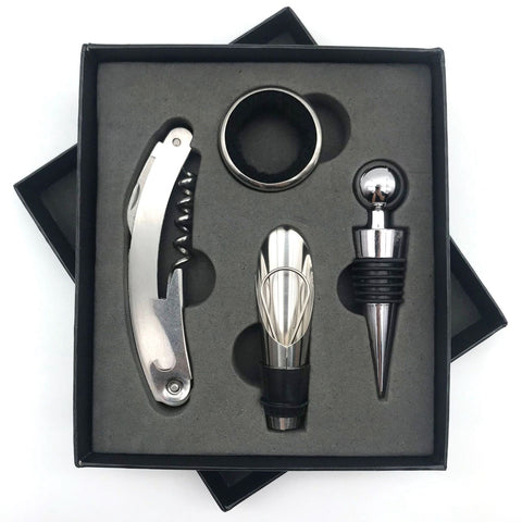 Wine Opener Set Rustproof Stainless Steel Exquisite Packaging Handle Corkscrew Kit for Home Bar Restaurant Gifts Black In Australia - Darrahopens