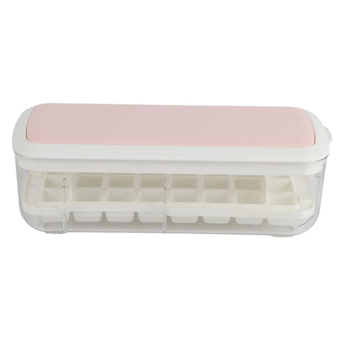 Silicone Ice Cube Mold BPA Free Square Ice Tray Storage Box with Lid for Household Pink