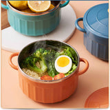 Noodles Bowl with Lid Binaural Noodles Bowl Home Dorm Student Covered Bowl Large Orange In Australia - Darrahopens