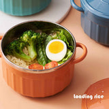 Noodles Bowl with Lid Binaural Noodles Bowl Home Dorm Student Covered Bowl Large Orange In Australia - Darrahopens